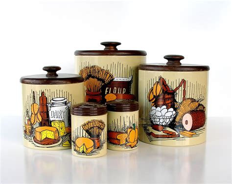 vintage tin kitchen canisters